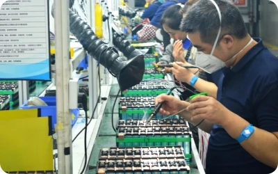 Línea de inspección y montaje del sistema de baterías.