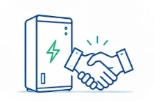 Ilustración de asociación de distribuidor de almacenamiento de energía